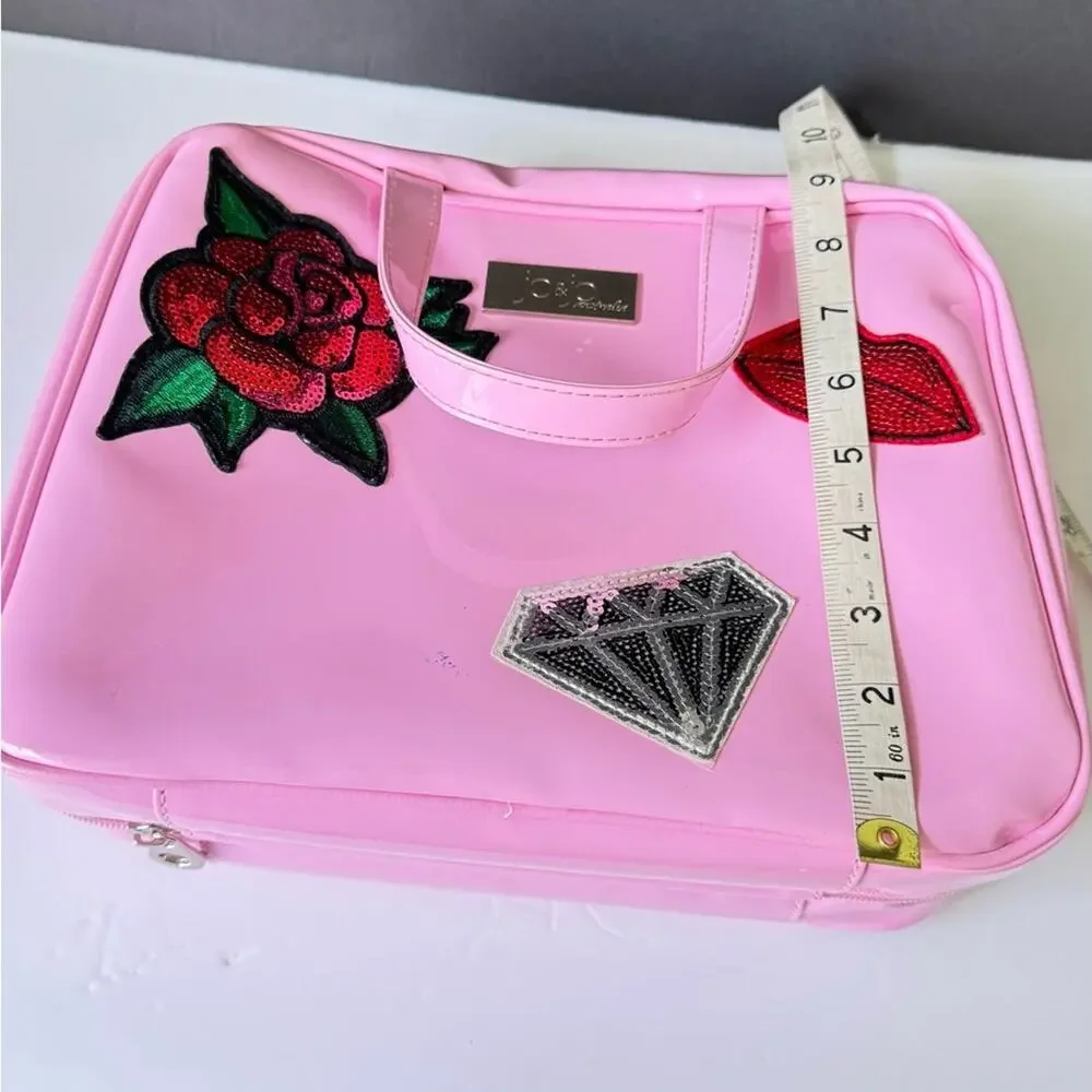 Pink Travel Organizer Case Embellished with Handles Women's Bag